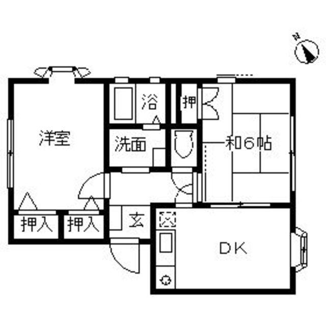 パルファンベールB棟(2DK/2階)の間取り写真