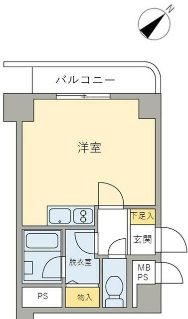 ライオンズマンション伊勢佐木町第2(ワンルーム/6階)の間取り写真