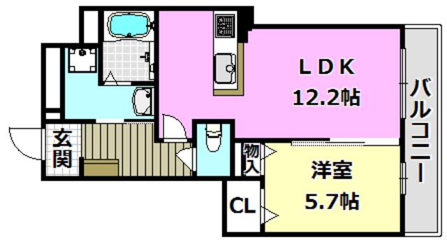 グランルミナス(1LDK/3階)の間取り写真