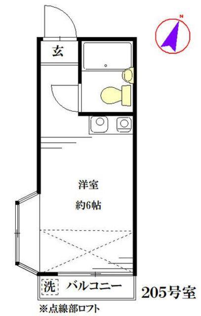 若宮2丁目(ワンルーム/2階)の間取り写真