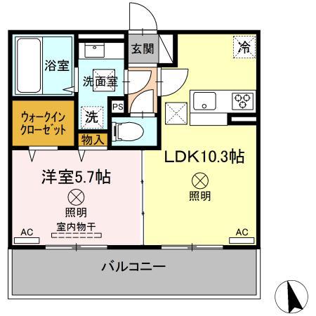 カーサ八代(1LDK/1階)の間取り写真