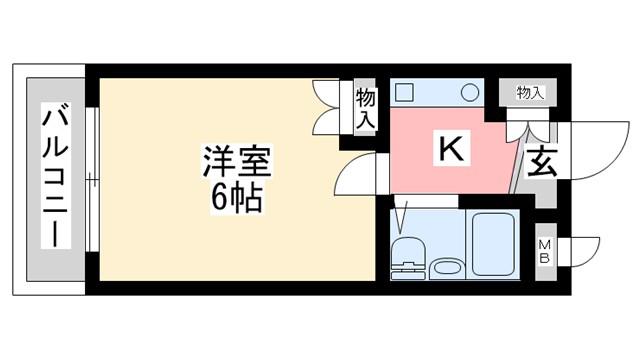 シティパレス西大寺P-Ⅴ(1K/2階)の間取り写真