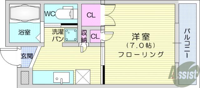 ヴェラ 18(1K/2階)の間取り写真