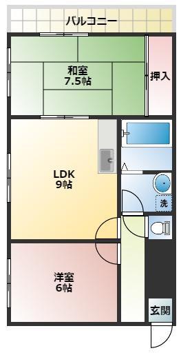 ラヴェニール忠岡(2LDK/2階)の間取り写真