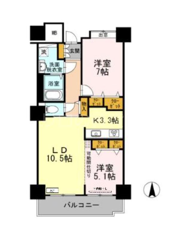 品川シーサイドビュータワーI(2LDK/15階)の間取り写真
