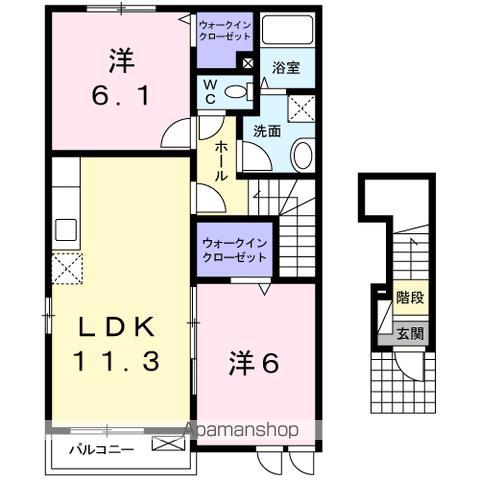 ウエストインA(2LDK/2階)の間取り写真