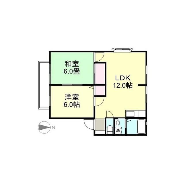 サンビレッジ吉備路B棟(2LDK/2階)の間取り写真