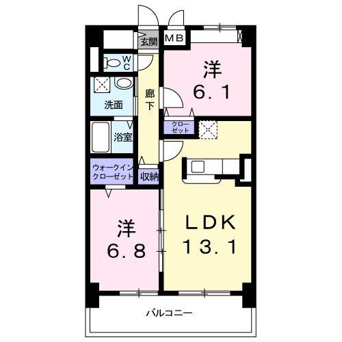 グリンデルヴァルト(2LDK/3階)の間取り写真