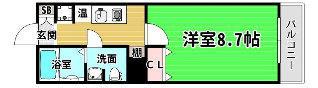 アーバンコンフォート堀江(1K/8階)の間取り写真