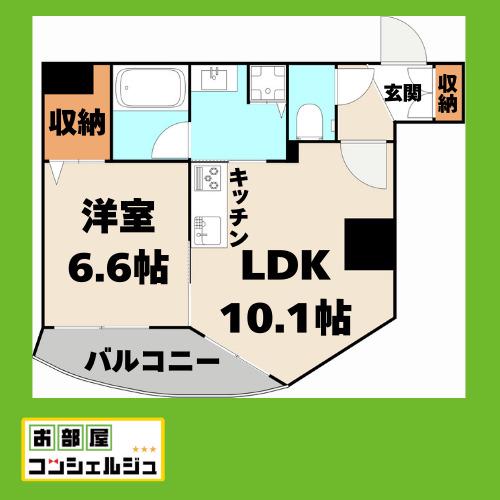 プロシード金山Ⅱ(1LDK/9階)の間取り写真