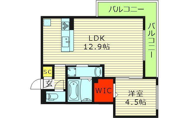 CLASHIST中宮3丁目(1LDK/1階)の間取り写真