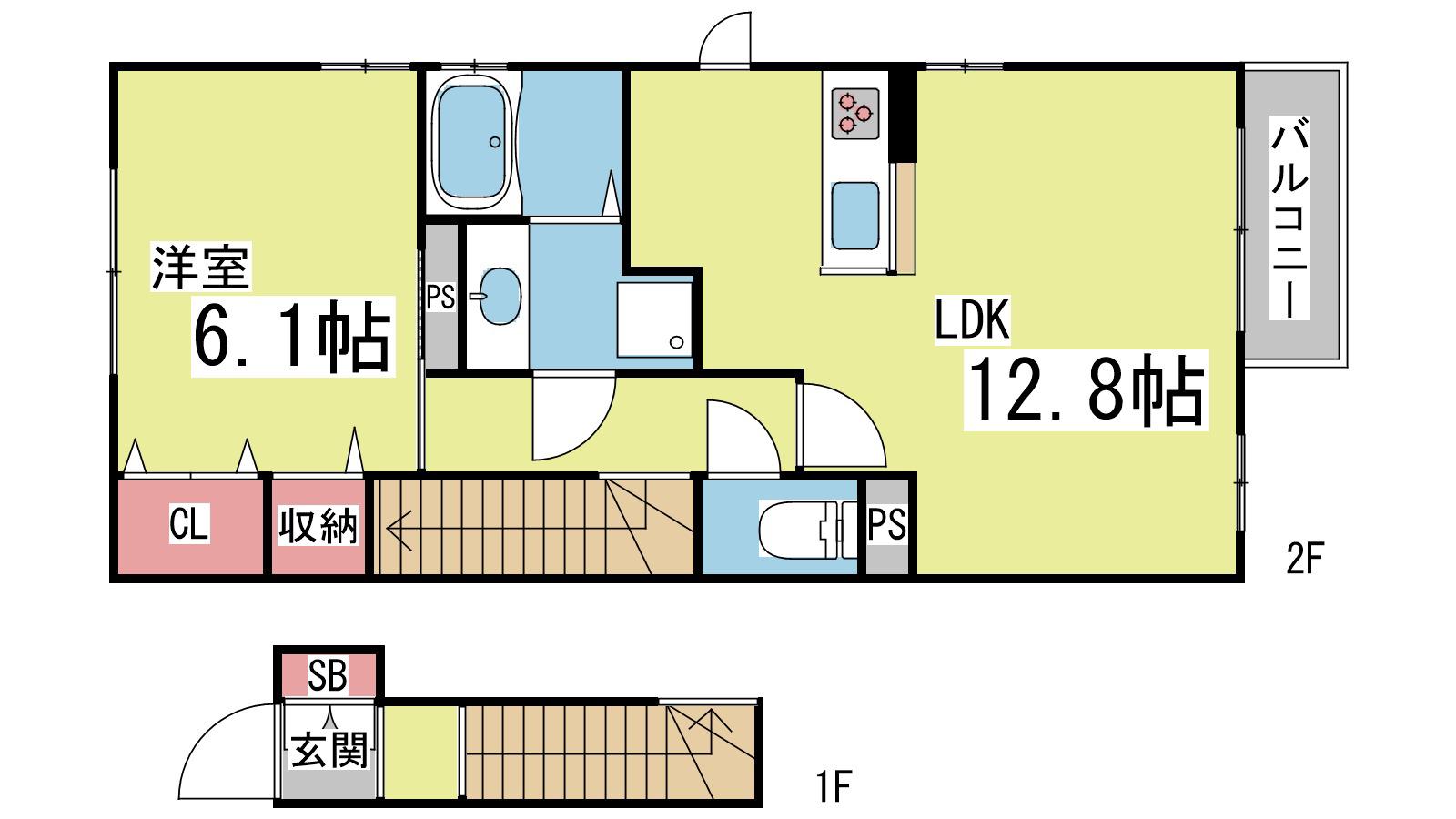 D-ROOM曽和(1LDK/2階)の間取り写真
