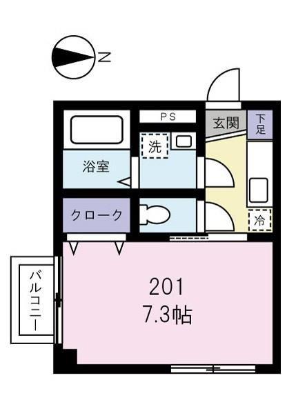 グランバリエ・II(1K/2階)の間取り写真