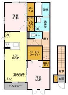 シャイン・カワナベ(2LDK/2階)の間取り写真
