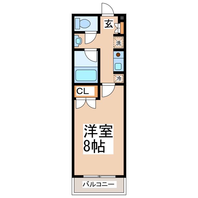 パレドール健軍III(1K/2階)の間取り写真