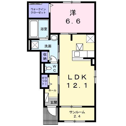 リバードシー III(1LDK/1階)の間取り写真