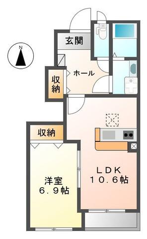 プログレスI(1LDK/1階)の間取り写真
