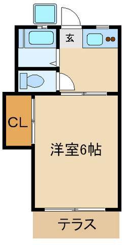 加賀ハイツC(1K/2階)の間取り写真