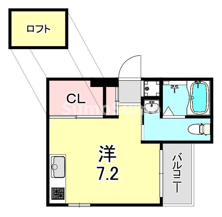 シティフラット灘(ワンルーム/2階)の間取り写真