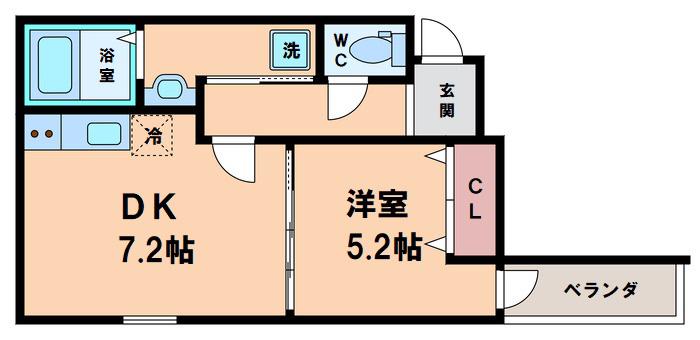 フジパレス山之内II番館(1DK/3階)の間取り写真