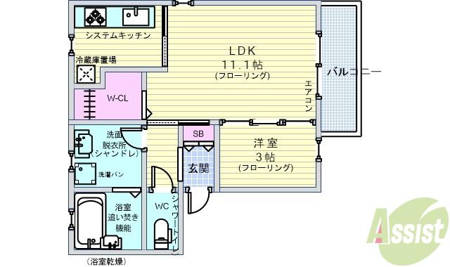 カトルセゾン(1LDK/1階)の間取り写真
