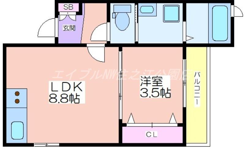 岩伸リバーコート住吉(1LDK/1階)の間取り写真