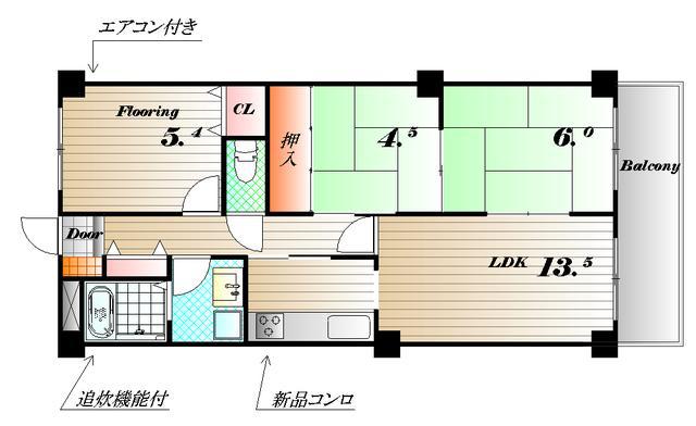 サンフレンド長坂 小型犬可(3LDK/1階)の間取り写真