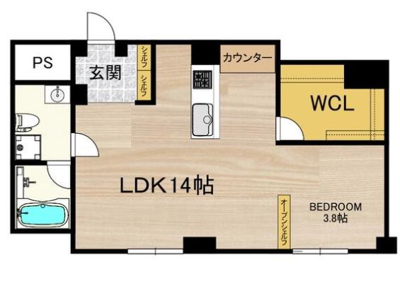 ラクメンビル(1LDK/10階)の間取り写真