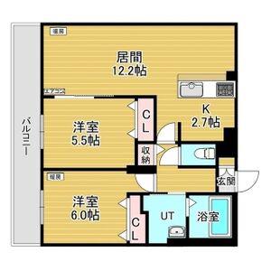 レジデンス白石中央II(2LDK/5階)の間取り写真