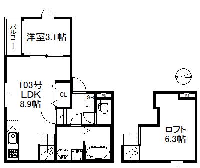CLAIR VILLA(1LDK/1階)の間取り写真