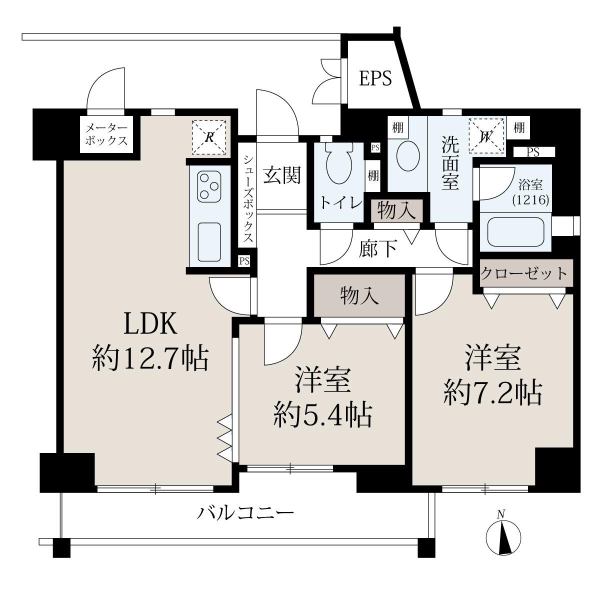 ライフコート西大寺(2LDK/6階)の間取り写真