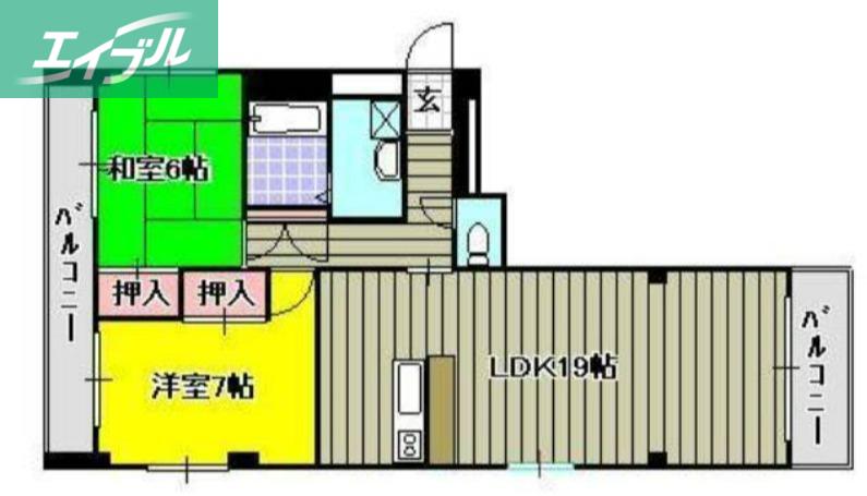 オフビル(2LDK/5階)の間取り写真