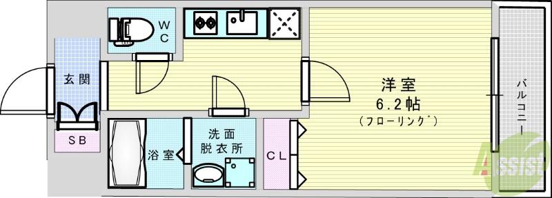 レジュールアッシュPREMIUM TWIN-1(1K/3階)の間取り写真