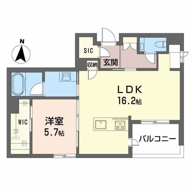 SOIRE 白壁(1LDK/1階)の間取り写真