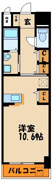 ヴィダ・アルボレス(ワンルーム/3階)の間取り写真