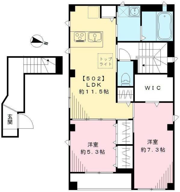 グランコート大塚(2LDK/5階)の間取り写真