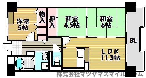ヴィザージュ鶴見緑地(3LDK/3階)の間取り写真