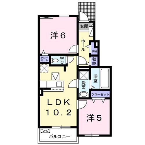 サンパティーク フルール(2LDK/1階)の間取り写真
