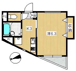 ティア―ラ1035(1K/2階)の間取り写真