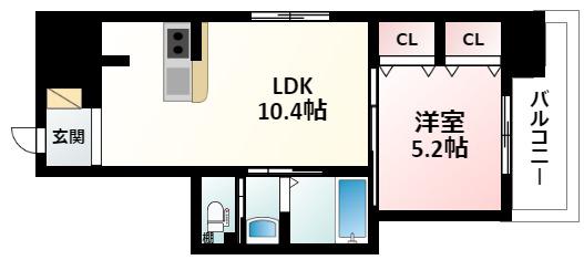 EST 18(1LDK/4階)の間取り写真
