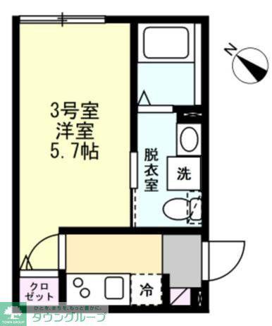 ベイルーム川崎平間(1K/1階)の間取り写真