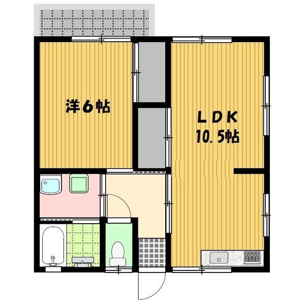 峯アパート(1LDK/2階)の間取り写真