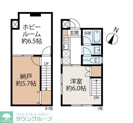GRANDIR 神保町(1SK/B1階)の間取り写真