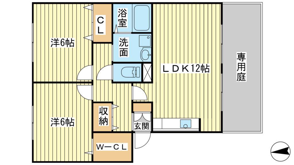 クレール・コート(2LDK/1階)の間取り写真