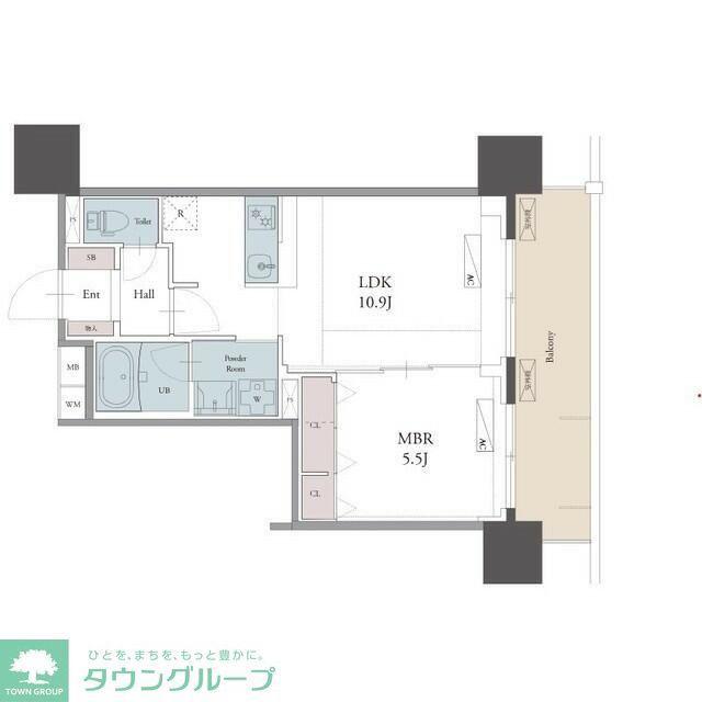 ラグゼナ用賀(1LDK/7階)の間取り写真