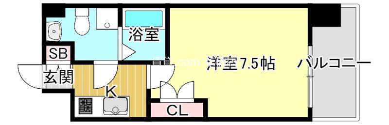 TS SQUARE大阪城(1K/4階)の間取り写真