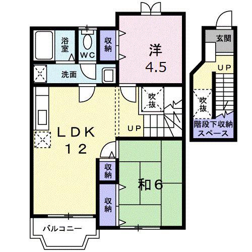 フィオーレカンナ(2LDK/2階)の間取り写真