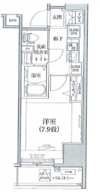ルフレ深川イースト(1K/4階)の間取り写真