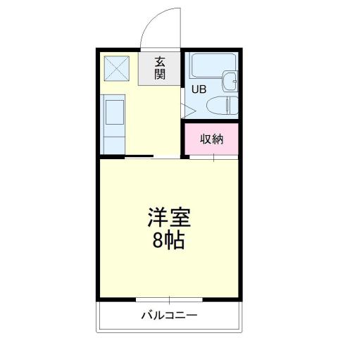 グリーンベルI(1K/2階)の間取り写真