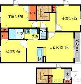 CASA VERDE B棟(3LDK/2階)の間取り写真